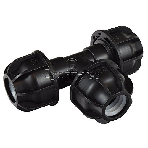 Agora-Tec PE Fitting Raccordo a T 20 mm x 20 mm x 20 mm per tubo PE 20 mm (h9t)