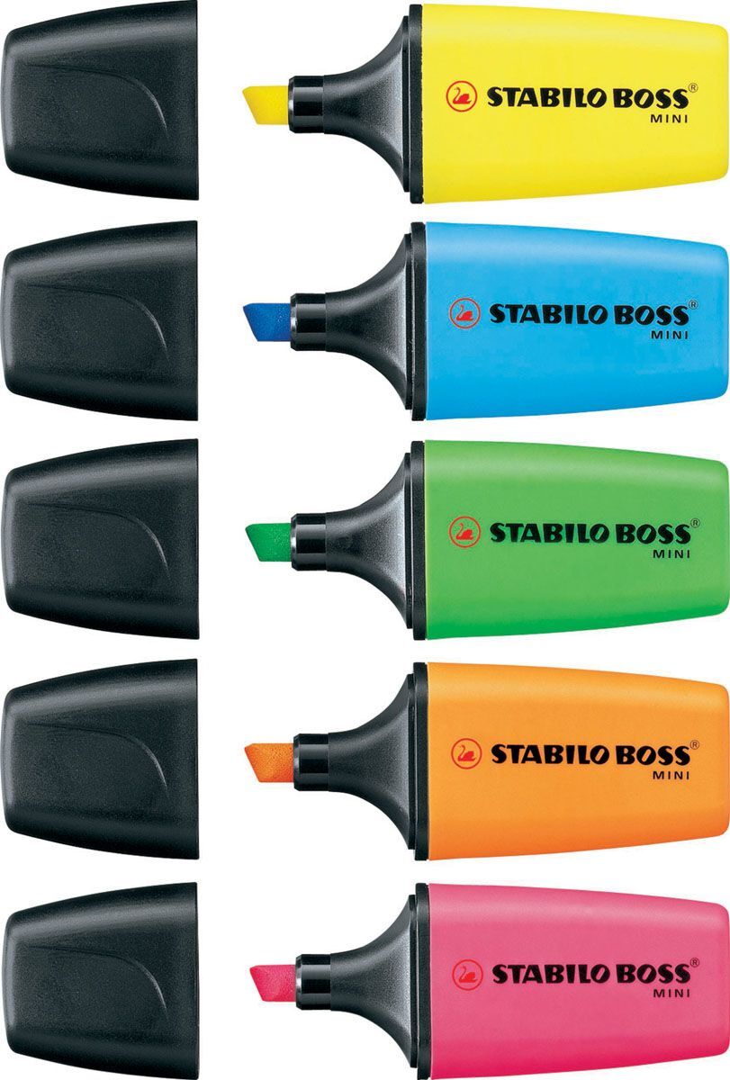 CONF. 5 EVIDENZIATORI ASSORTITI STABILO BOSS MINI ORIGINAL