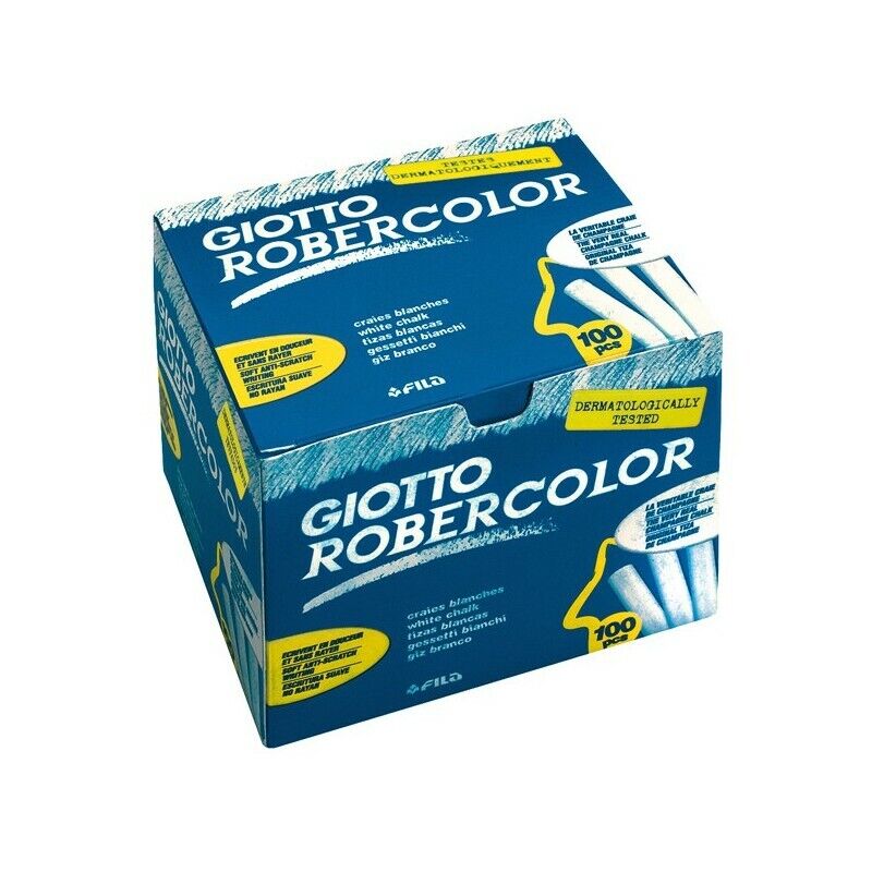 Gessetti Robercolor GIOTTO - 80 mm - BIANCO - 538800 (100 Pz) per lavagne