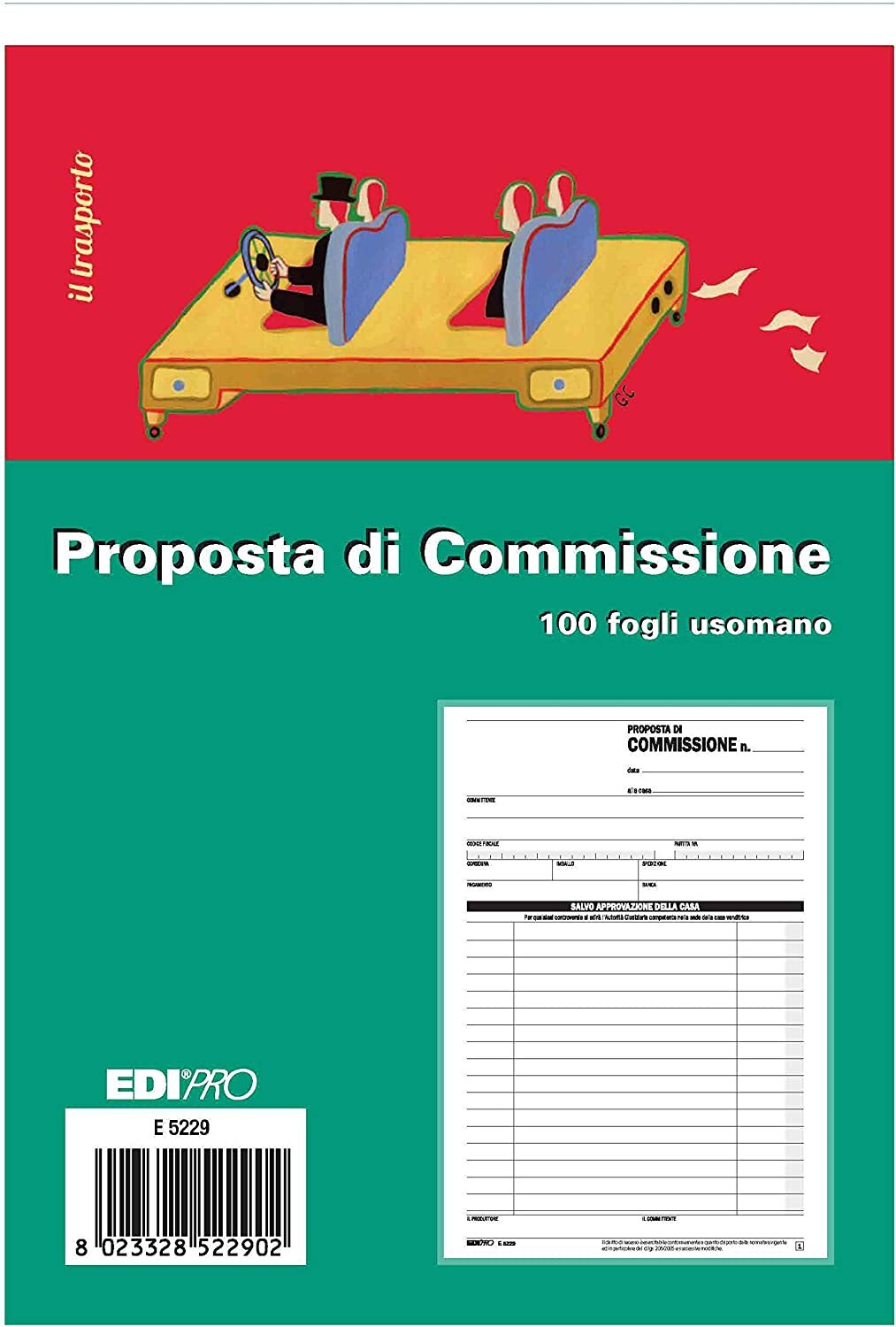 Edipro  E5229  Blocco Copia Commissione 100 Fogli Uso Mano