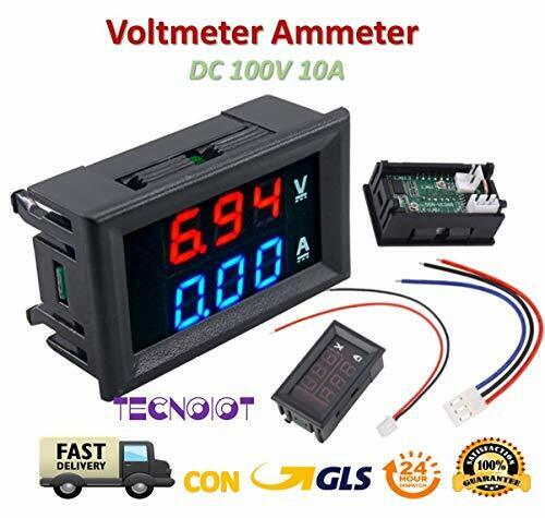 TECNOIOT DC Voltmeter Ammeter Blue 100V 10A + LED Red Digital Voltmeter (X6R)