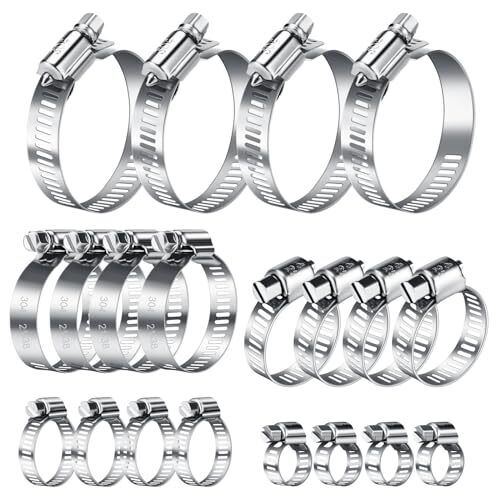 Metalliche Stringitubo 20 Pezzi,Regolabili Acciaio Inox, (e5B)