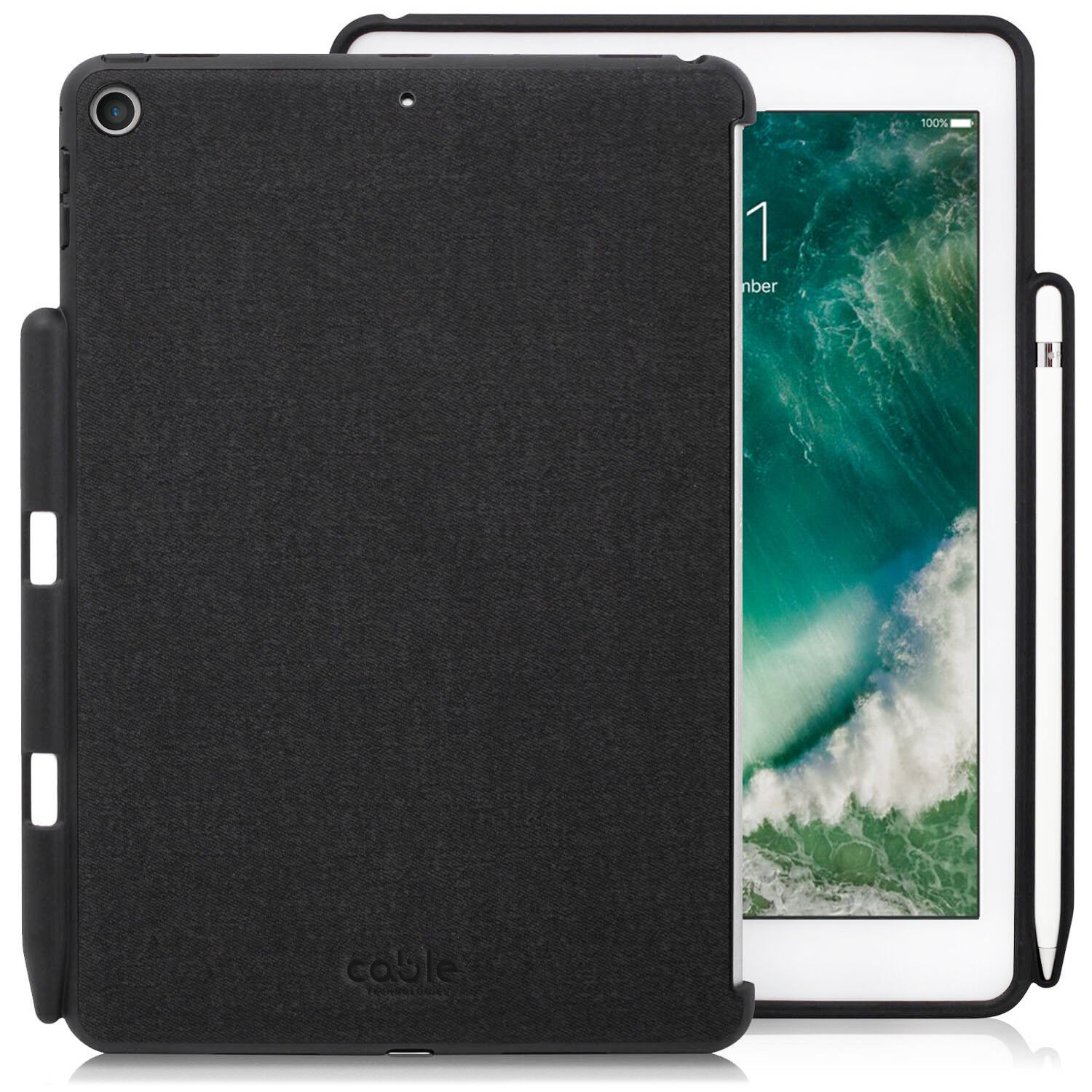 Back case iPad 2018/2017 5a 6a gen,holder per apple pencil,custodia cover retro