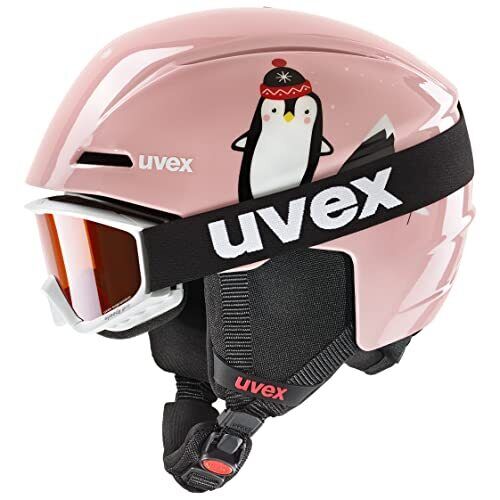 uvex Viti Set, Casco e Maschera da Sci Unisex Bambino, Pink Penguin, 46-50 cm