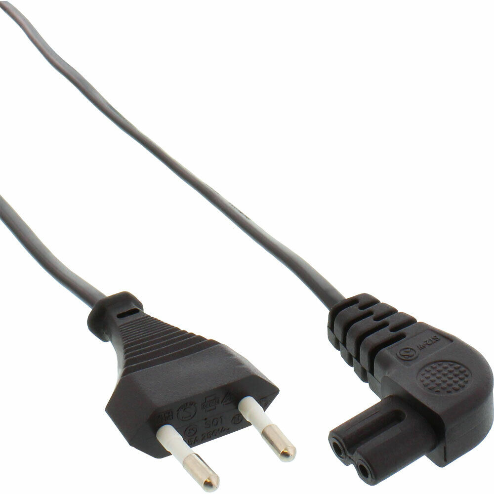 INL Cavo alimentazione Spina Europlug CEE 7/16 a Presa IEC-320-C7, angolo, 1 m