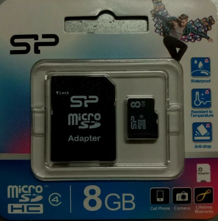 Memoria micro sd Hc e  microcard con adattatore Sd 8gb SILICON POWER SDHC class4