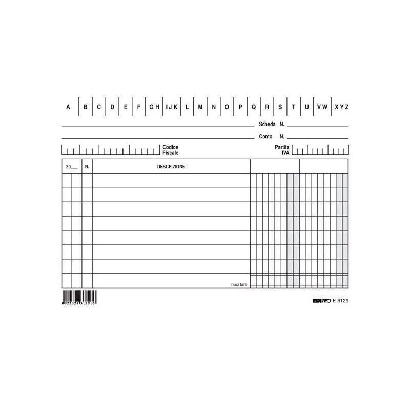 Schede 2 COLONNE ORIZZONTALI 10.5x15 cm da 100 Fg. E3129 EDIPRO