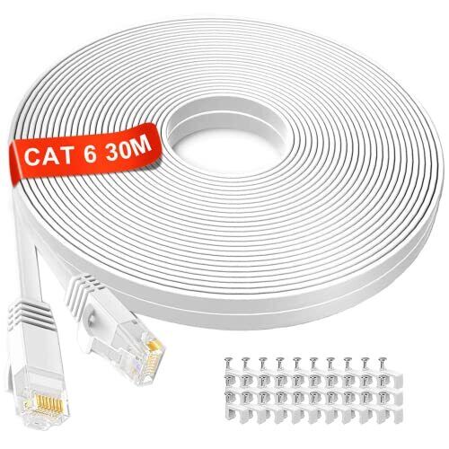 Cat 6 Cavo Ethernet 30 metri, RJ45 Gigabit Alta Velocità Cavo di Rete, (N2K)
