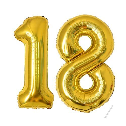 Palloncini Compleanno 18 anni Oro -101 CM Palloncino Numero 18 Gonfiabile (X6P)