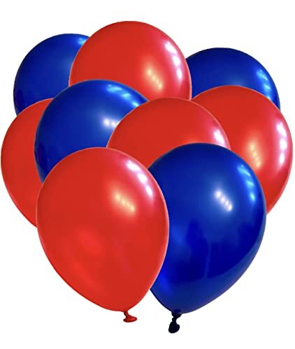 Sachsen Versand 50 palloncini blu e rosso metallizzato, effetto (D7a)