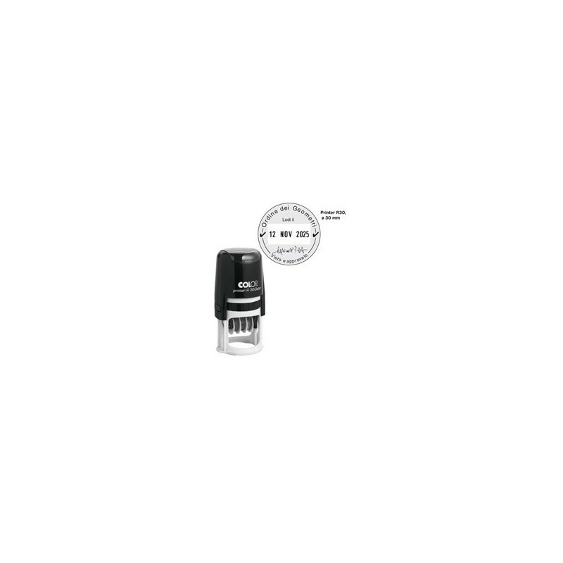Timbro Datario R30 Diametro 30 mm - 4 Righe Autoinch. Personalizzabile COLOP