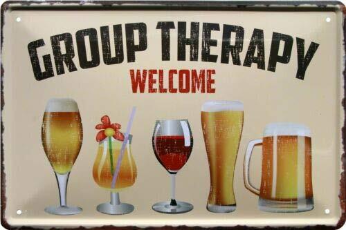 Group Therapy 1303 - Targa in metallo con scritta "Alcoholic Beer Wine", (f4t)