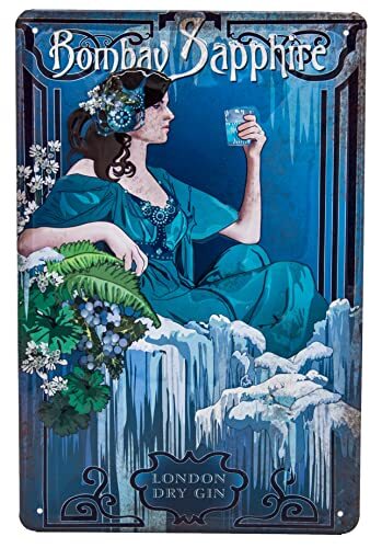 BOMBAY Sapphire Gin, hochwertig geprägtes Vintage Retro Jugendstil (n4K)
