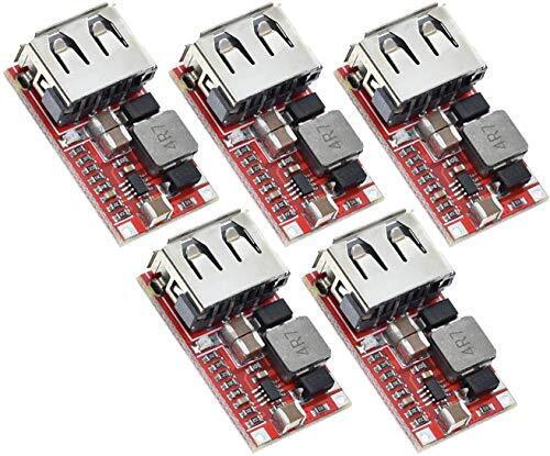 TECNOIOT 5pcs 6-24V 24V 12V to 5V USB Step Down Module DC-DC Converter (W1g)