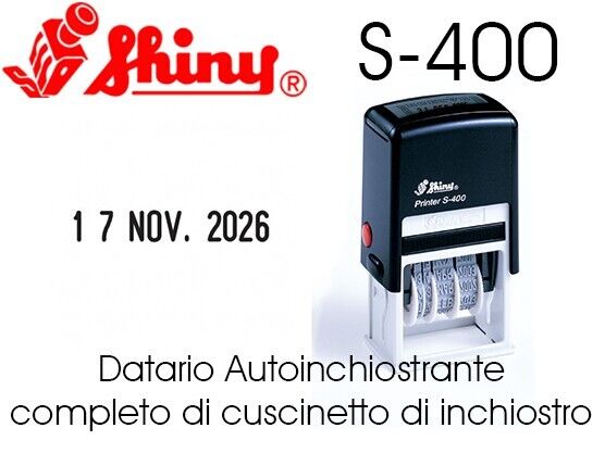 Timbro Datario Shiny S-400 autoinchiostrante, Altezza testo 4mm