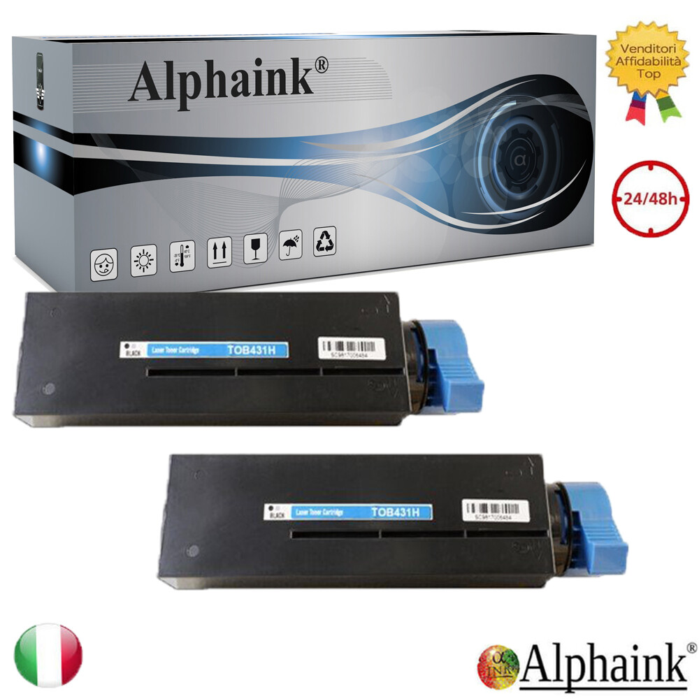 2 Toner B431 nero compatibile per OKI B431, B 431DN, MB 491, MB 491, 10000 COPIE