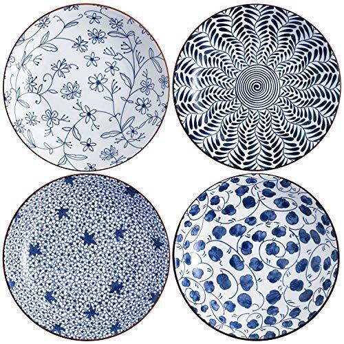Swuut Set Di Ciotole Per Pasta Ceramica, Blu e Bianco Insalatiera (e2I)