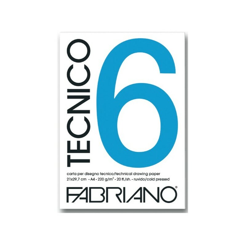 Blocco disegno Tecnico 6 25x35 cm 20 Fg. 220 gr. Ruvido FABRIANO. Blocco collato