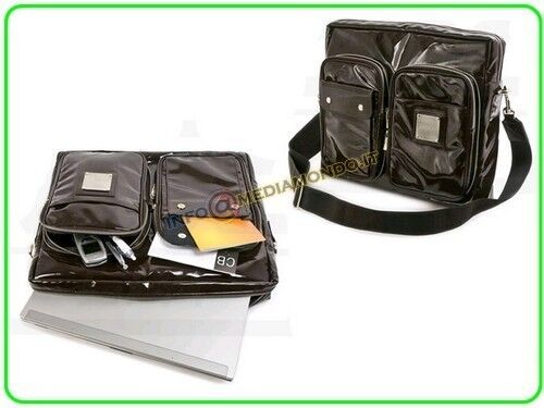 KR.8G BORSA TRACOLLA KRAUN CITY LOOK BAG PER NOTEBOOK FINO A 16" MARRONE COTONE