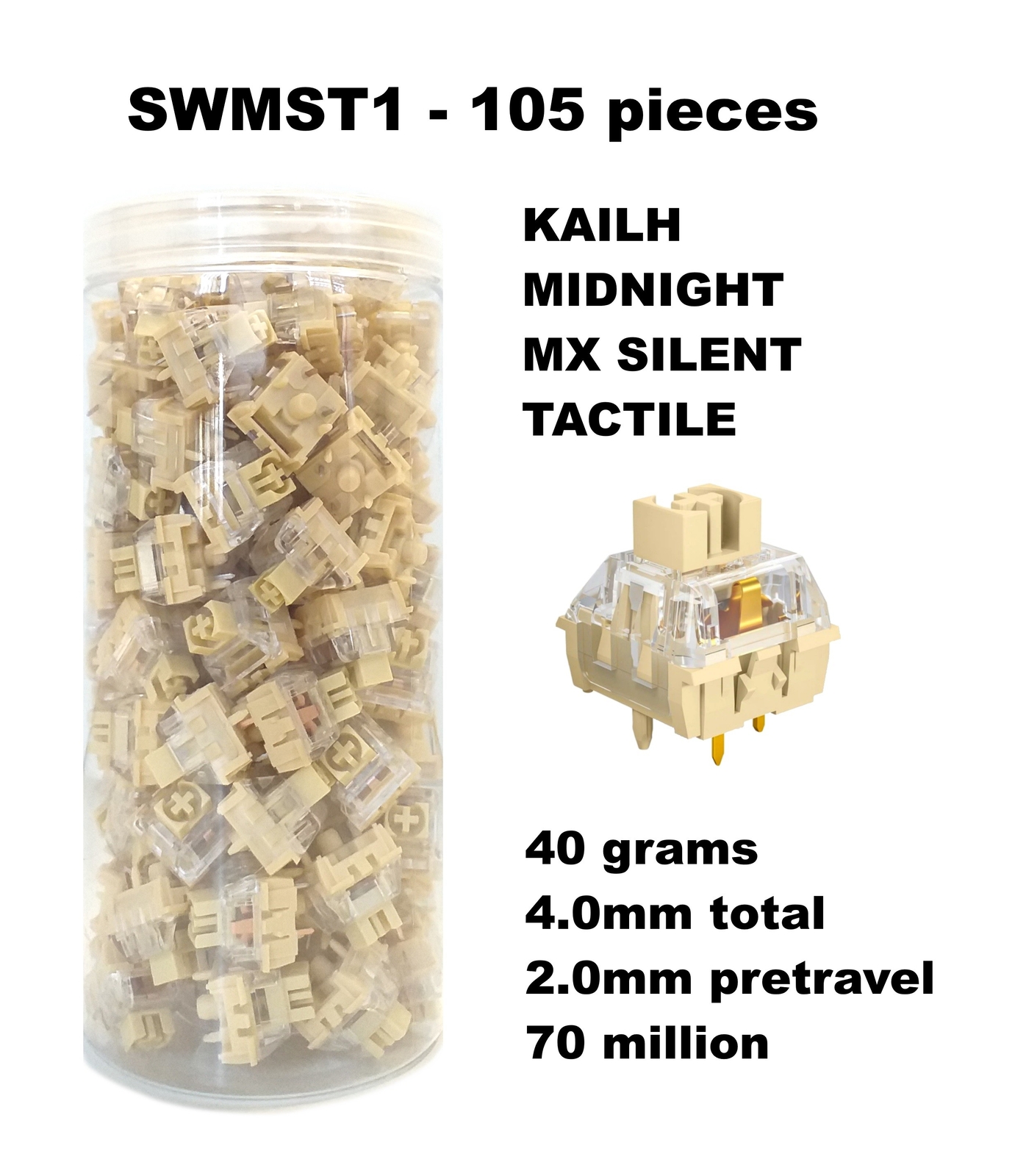 SET 105 SOTTOTASTI SWITCH KAILH MIDNIGHT MX SILENT TACTILE