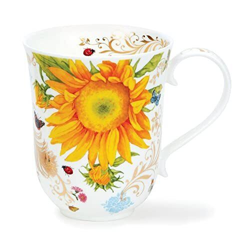 Dunoon Braemar - Tazza con girasole in porcellana fine, 0,33 l, colore: (U8v)