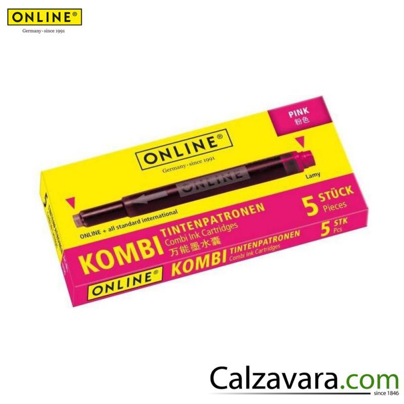ONLINE Cartucce Stilografica Kombi Ink Cartridge Standard+Lamy 5pz - Rosa Pink