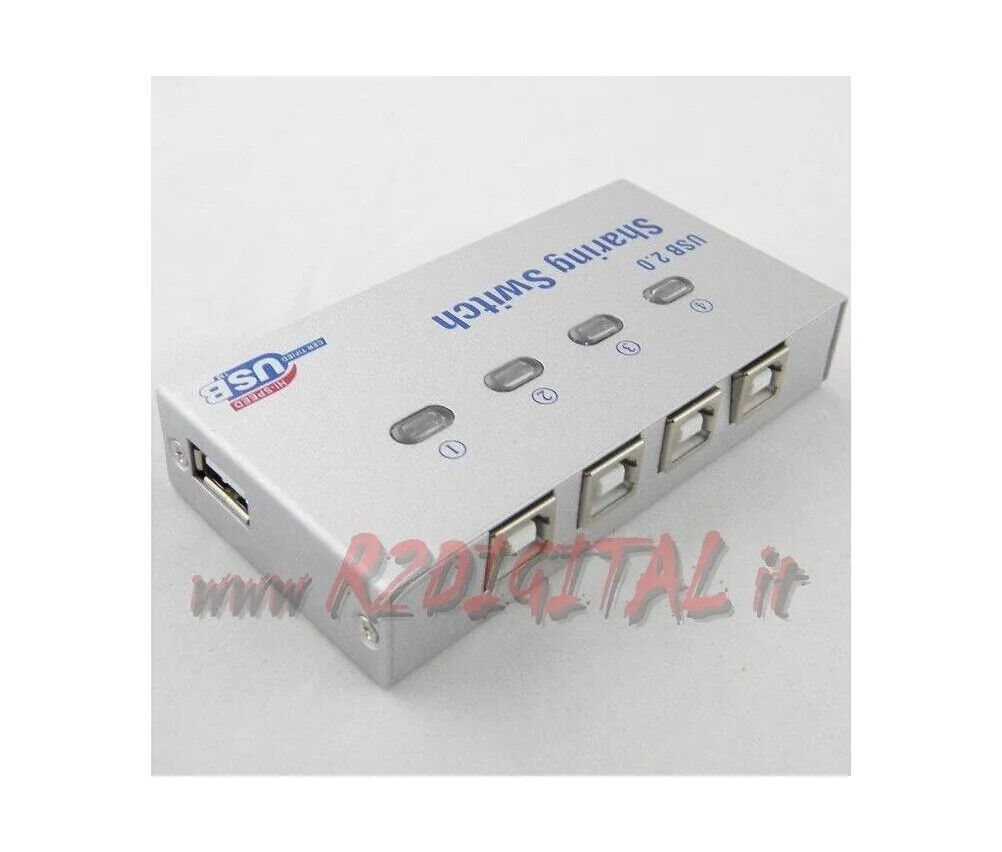 Aglow.it Switch Hub Usb 2.0 A/B 4 uscite, per UFFICIO TASTO MANUALE con LED PER