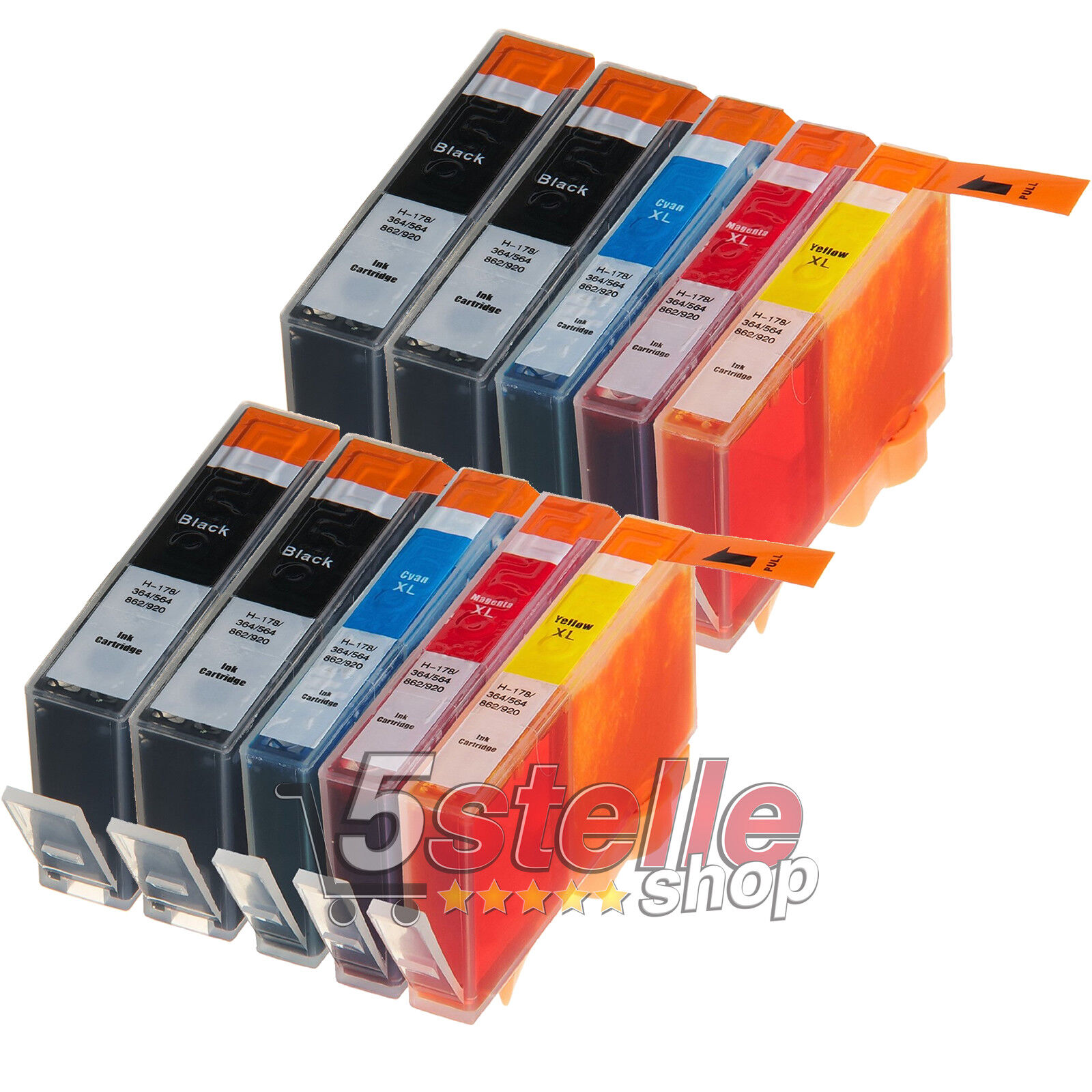 KIT 10 CARTUCCE 364XL PER HP OFFICEJET 4620 4622 NERO + COLORE