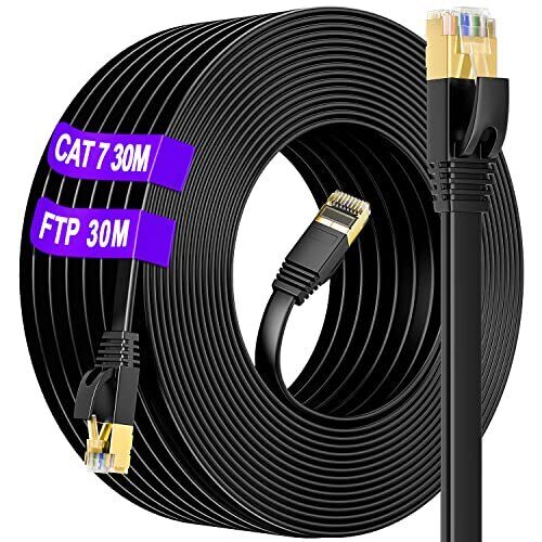 Cat 7 Cavo Ethernet 30 metri Esterno Interno, Piatto Cavo di Rete LAN 30 (S2Z)