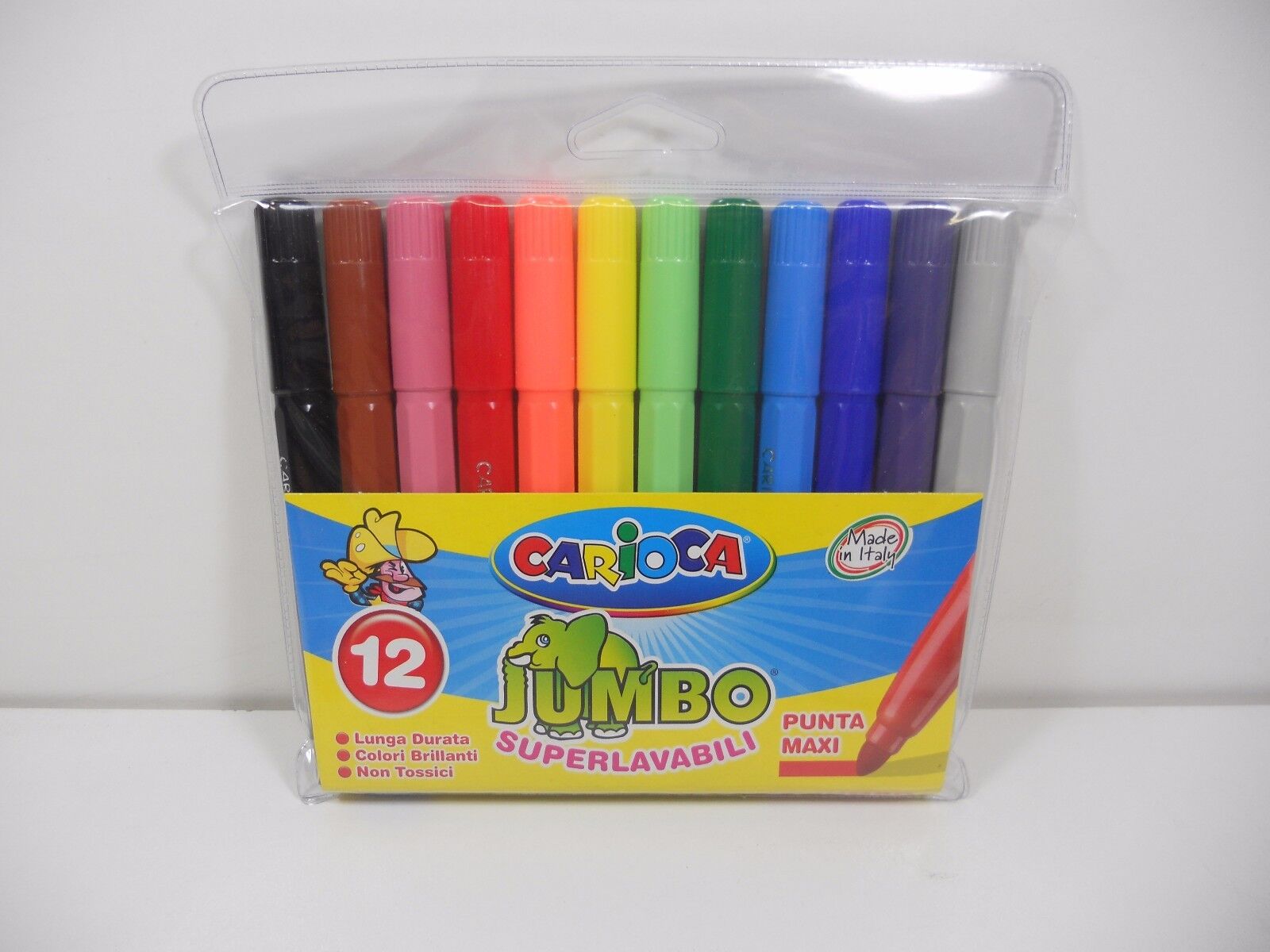 12 PENNARELLI CARIOCA SUPER JUMBO  SUPERLAVABILI  MAXI PUNTA