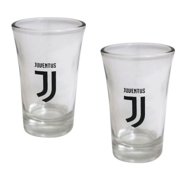 JUVENTUS. SET 2 BICCHIERINI SHOT 45ML CON SCATOLA FC JUVENTUS