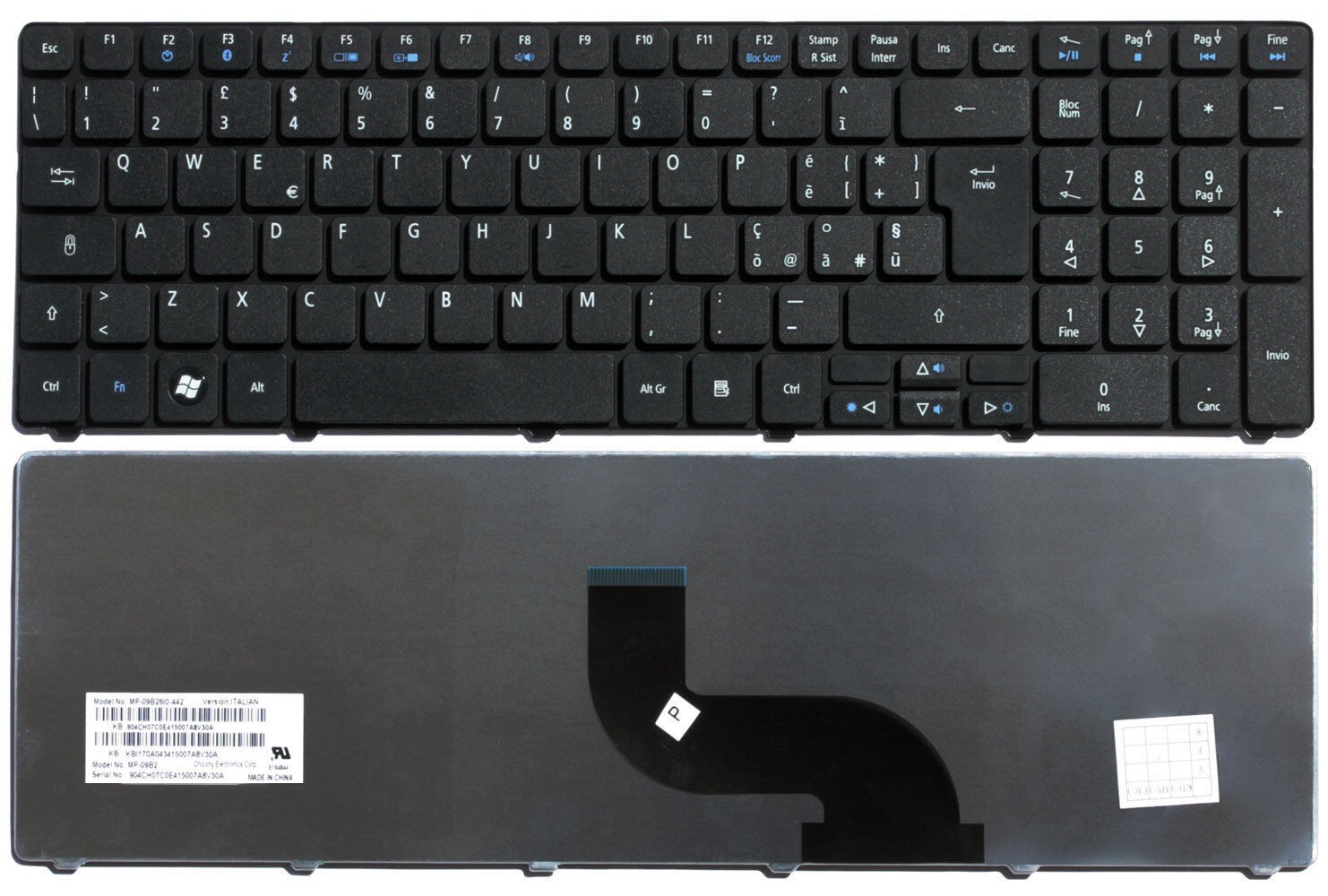 Tastiera italiana compatibile con Acer PK130PI1B13