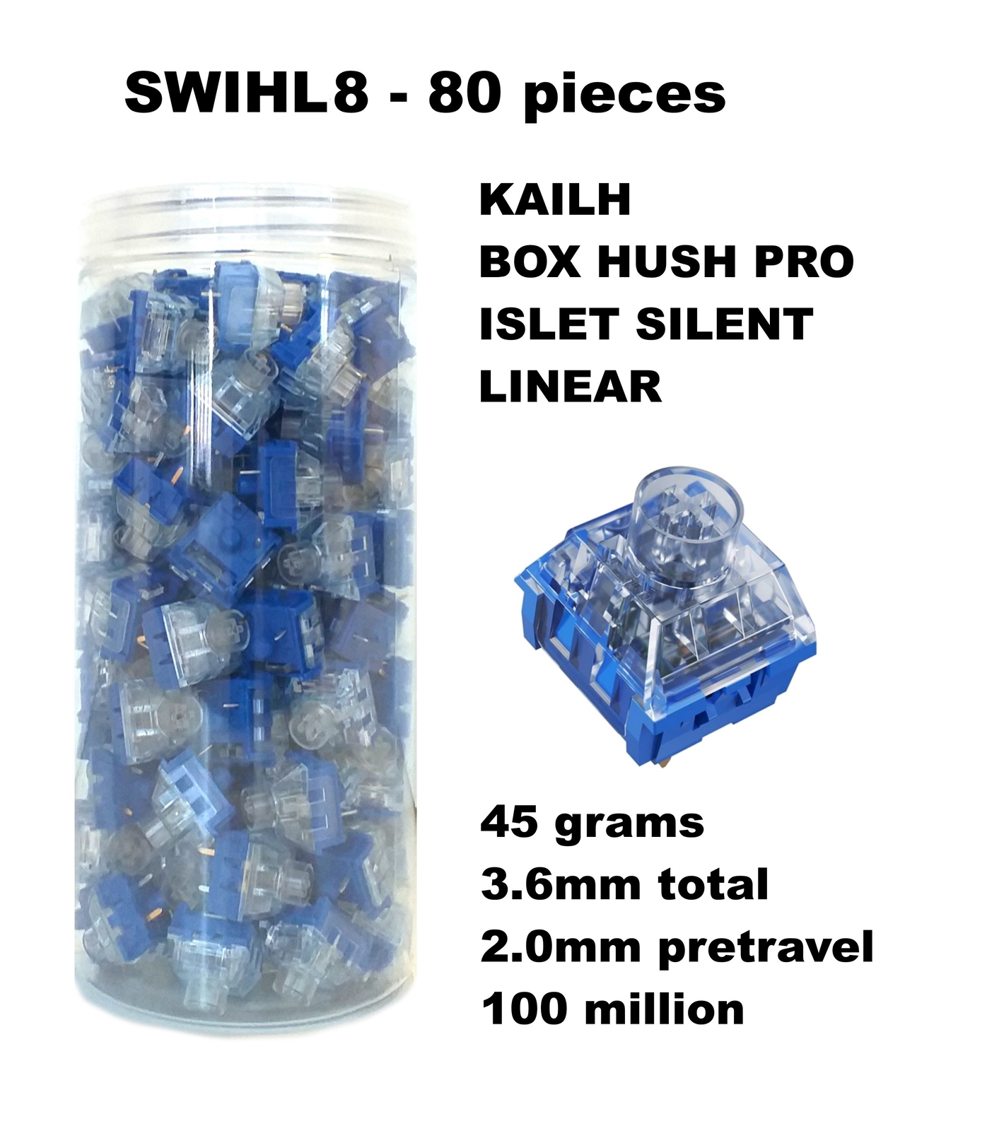 KIT 80 SOTTOTASTI KAILH BOX SILENT HUSH PRO ISLET LINEAR