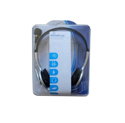 1 Cuffia MediaRange PC Neck Headset Grigio/Nero Microfono Cuffie MROS302