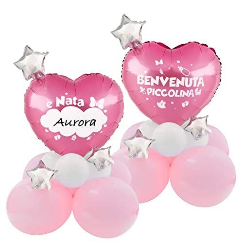 BETESSIN Palloncini Centrotavolo Nascita Battesimo Bambina Scritta (V8G)
