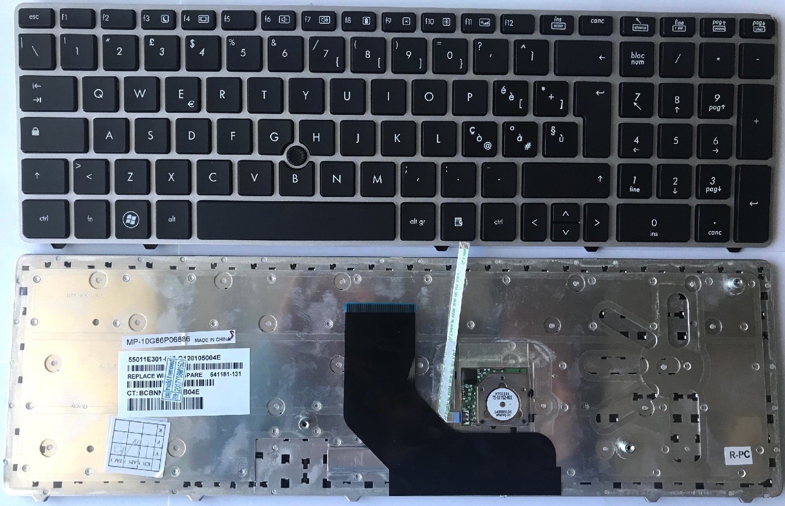Tastiera Italiana per Hp Elitebook 8760p 8560P 8570p con POINTSTICK Silver