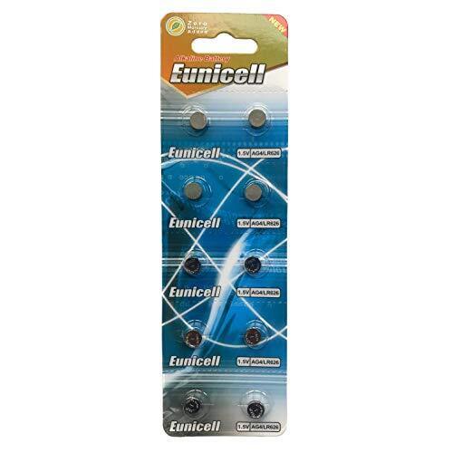 10 x Eunicell AG4 Alkaline button cell batteries - G4 LR66 LR66SW LR626 (e7i)