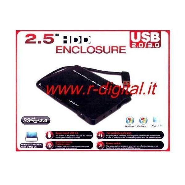 Box Hard disk 2.5" Sata Usb ESTERNO MINI USB 2.0 HD HARD DISK ALLOGGIO Cavo