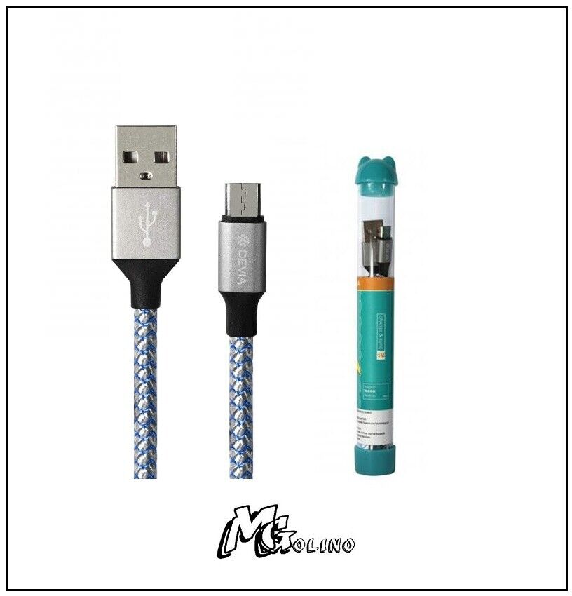 CAVO DATI CARICA ANDROID MICRO USB CAVO TELATO NYLON 1 METRO DEVIA