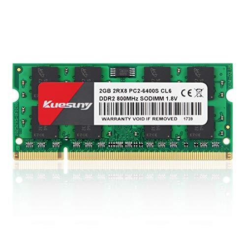 Kuesuny 2GB DDR2 800MHz Sodimm RAM PC2-6400 PC2-6400S 1.8V CL6 200 Pin (G8D)