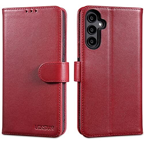 Lensun Cover per Samsung Galaxy A34 5G, Custodia in Vera Pelle [RFID (G4y)
