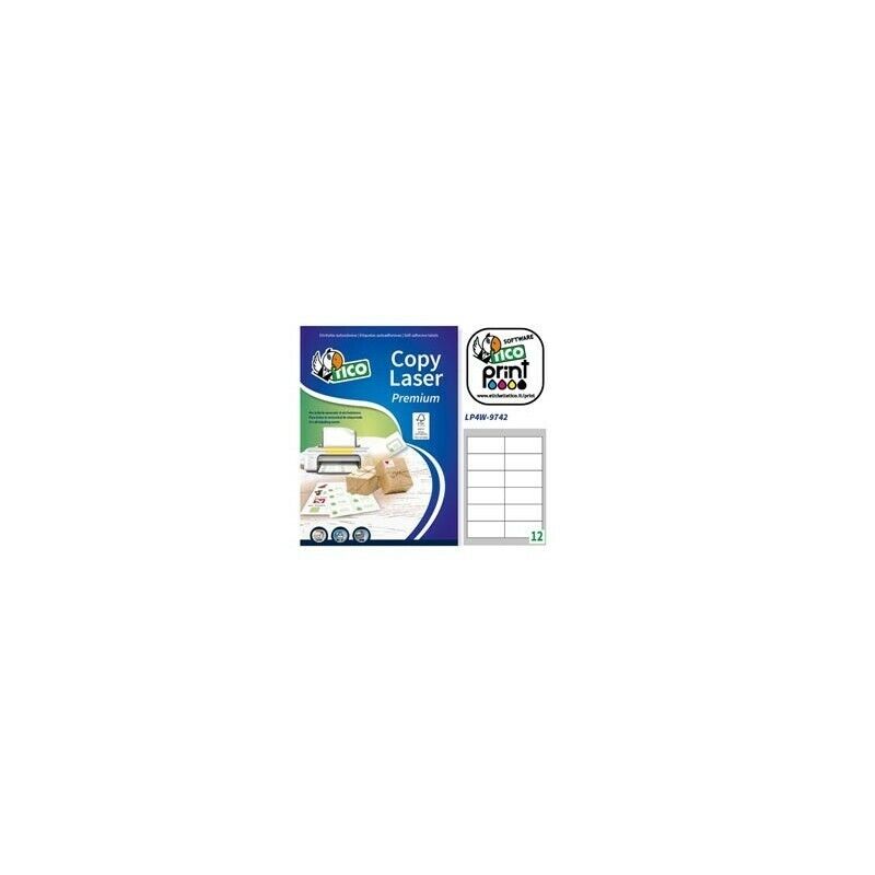 Etichetta adesiva LP4W bianca 100 Fg A4 97x423mm (12 Et/Fg) Laser Tico
