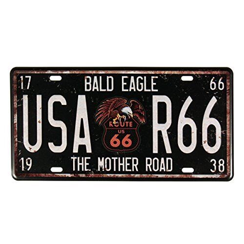 Evilandat, targa metallica Route 66, vintage. Route 66, targa (E8z)