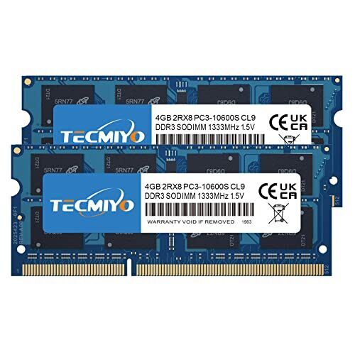 TECMIYO 8GB Kit (2X4GB) DDR3 1333MHz RAM PC3-10600 PC3-10600S 1.5V CL9 (q0N)