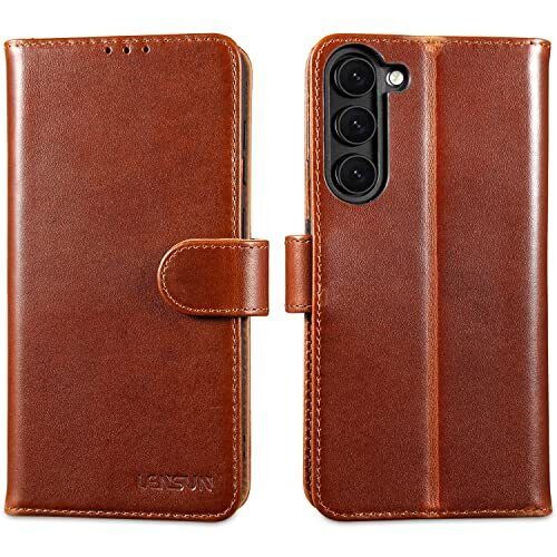 Lensun Cover per Samsung Galaxy S23+ / S23 Plus 5G, Custodia Vera Pelle (L0N)