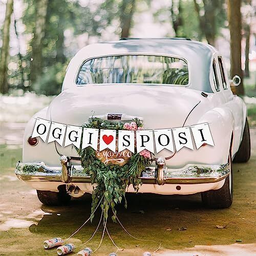 Festone ”Oggi Sposi” per Auto Matrimonio, Just Married Striscione (B6X)