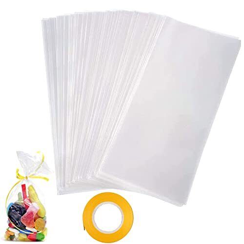 100 Bustine cellophane, 6x19cm sacchetti di cellophane trasparenti con (m6D)