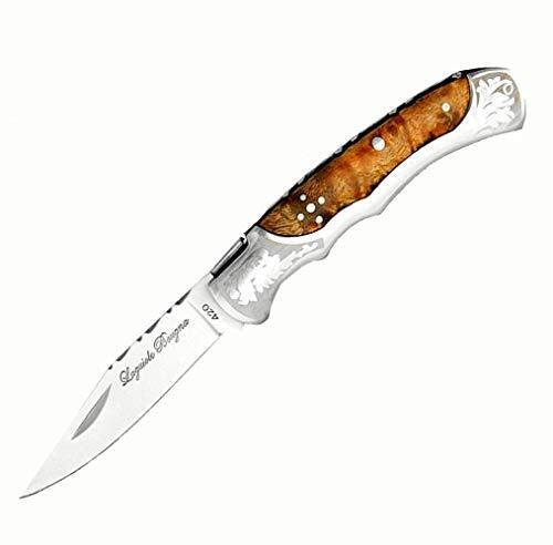 Burl Wood 4145 - Coltellino tascabile realizzato a mano con legno (a5W)