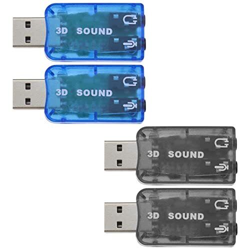 4 schede audio stereo esterne 5.1 USB con cuffie da 3,5 mm e connettori (F6e)