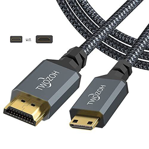 Twozoh Cavo Mini HDMI a HDMI 1M, Mini HDMI Tipo C a HDMI Tipo A(Mini HDMI (V3S)